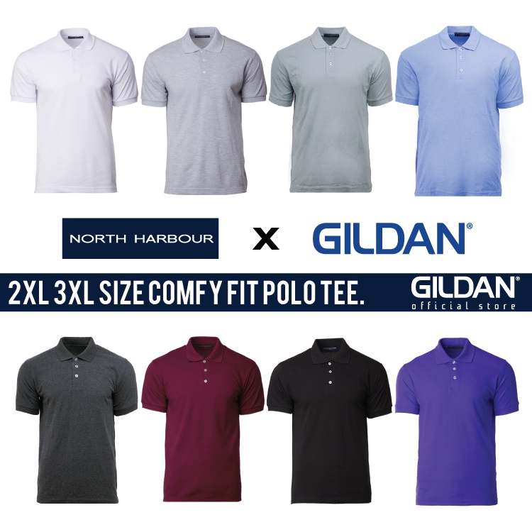 GILDAN x North Harbour Soft Touch Polo Shirt Plain Unisex 2XL 3XL Big Size NHB2400 Shopee Malaysia