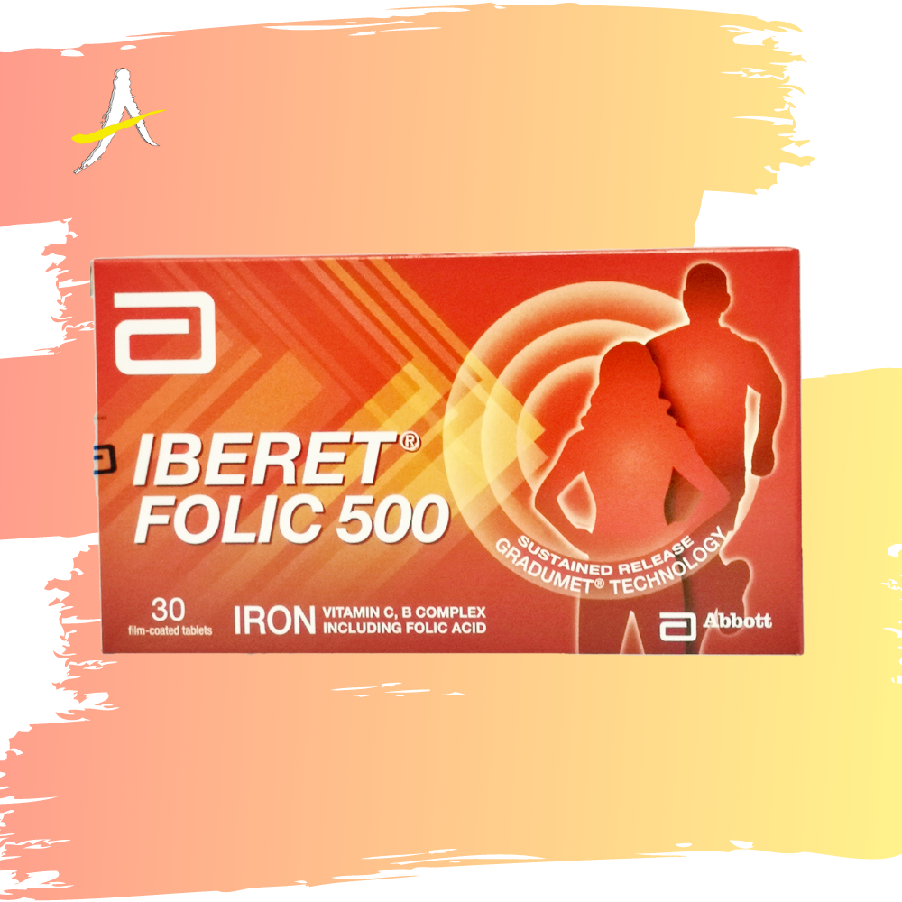 Abbott Iberet Folic 500 30's (Iron, Vit C, B Complex & Folic Acid ...