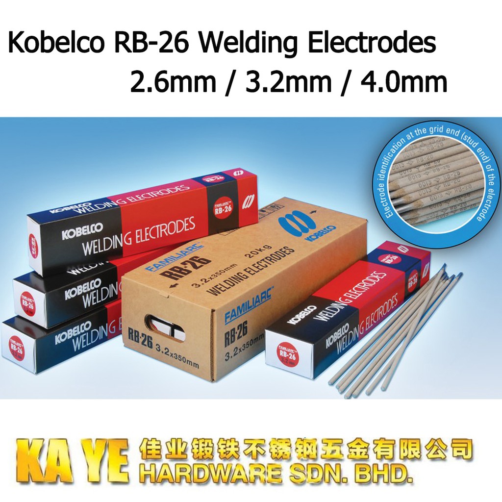 KOBELCO WELDING ELETRODES WELDING ROD RB26 2.6/3.2/4.0 mm Shopee