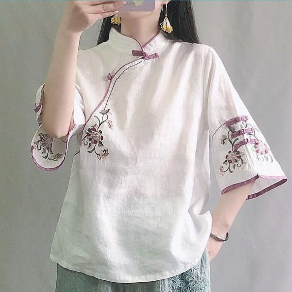 cheongsam blouse cheongsam top Ethnic style improved cheongsam disc ...