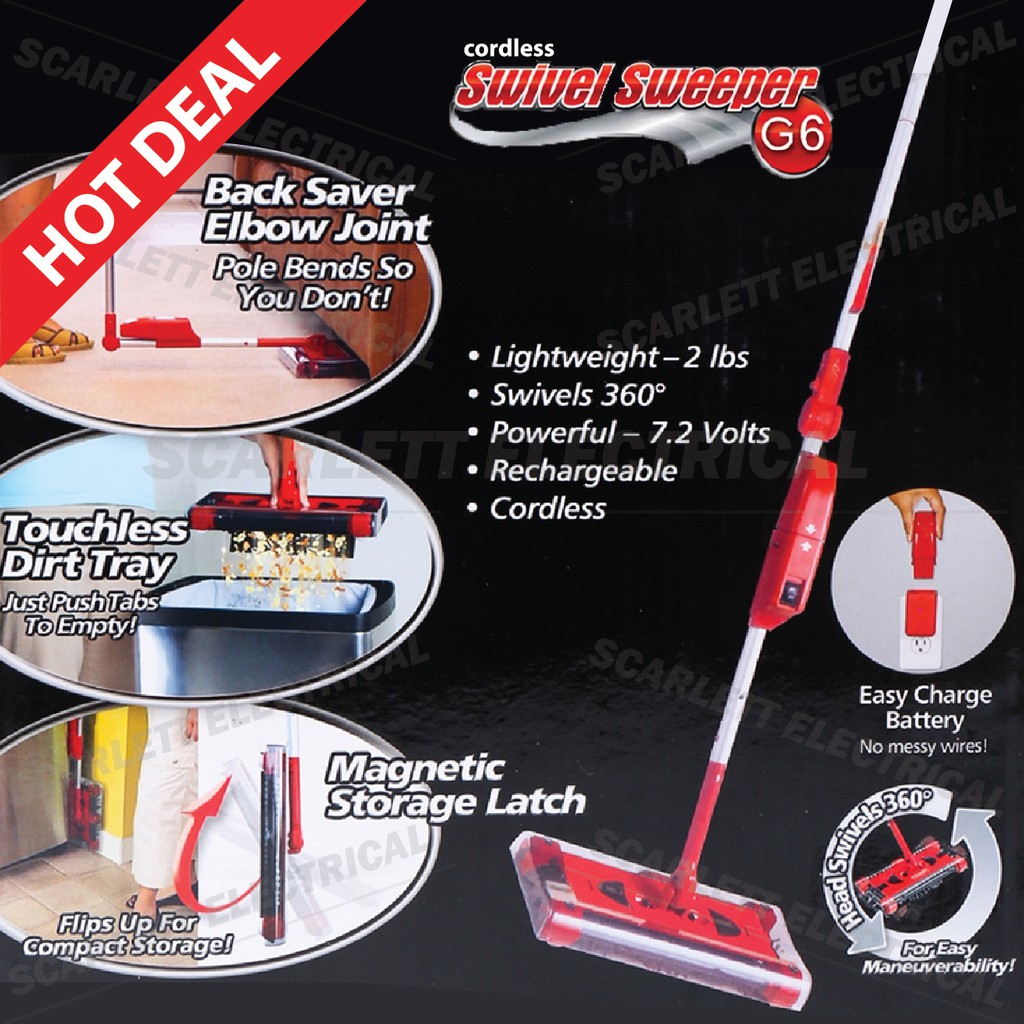 Rechargeable Swivel Sweeper 360° G6 Cordless Broom Cleaner Household