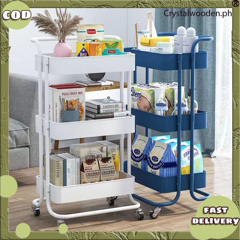 New 3 Tier Kitchen Bathroom Utility Trolley Storage Rack Moveable ...