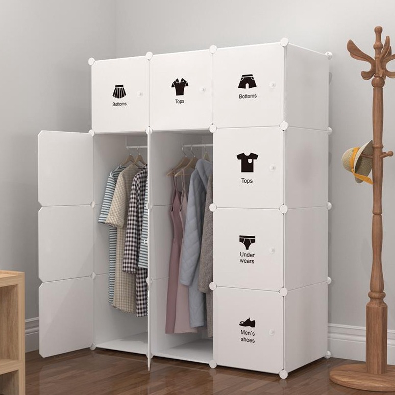 [READY STOK] BLACK WHITE 12C DIY Rack Storage Cabinet Wardrobe With ...