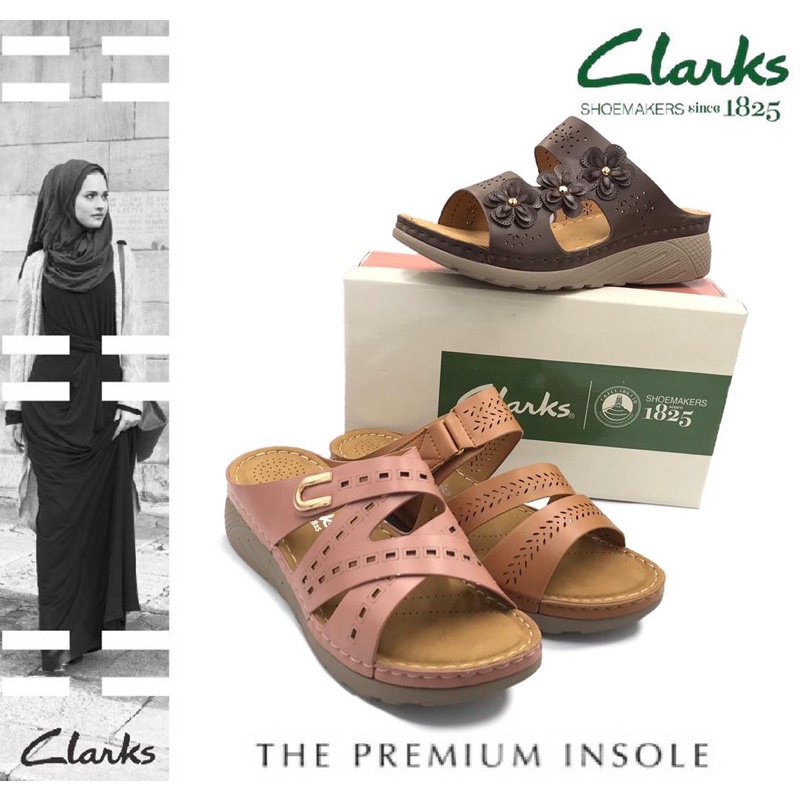 Clarks Women Deluxe Comfort Wedges Sandals Premium Quality Sandal Wanita Clarks