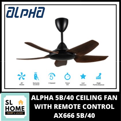 ALPHA AX666 5B/40 5 SPEED CEILING FAN WITH REMOTE CONTROL | Shopee Malaysia