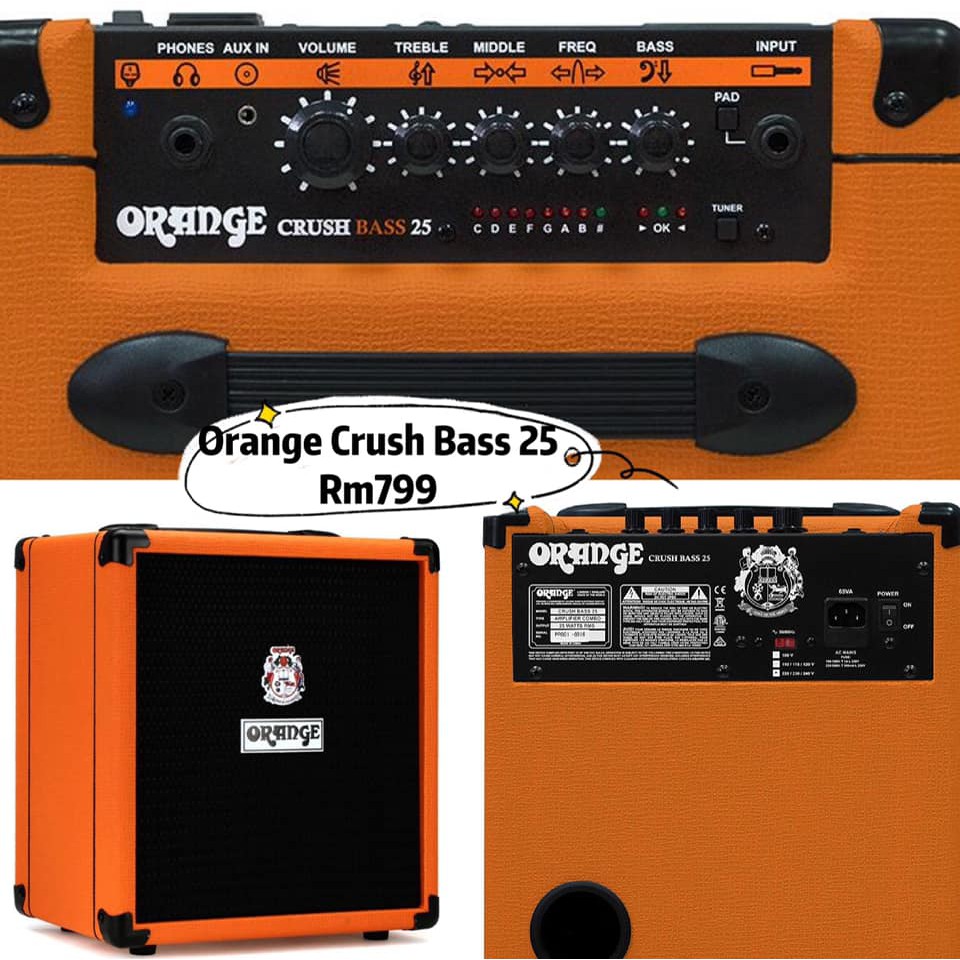 Orange Crush Bass 25 1x8 25W Bass Combo Amplifier | Shopee Malaysia