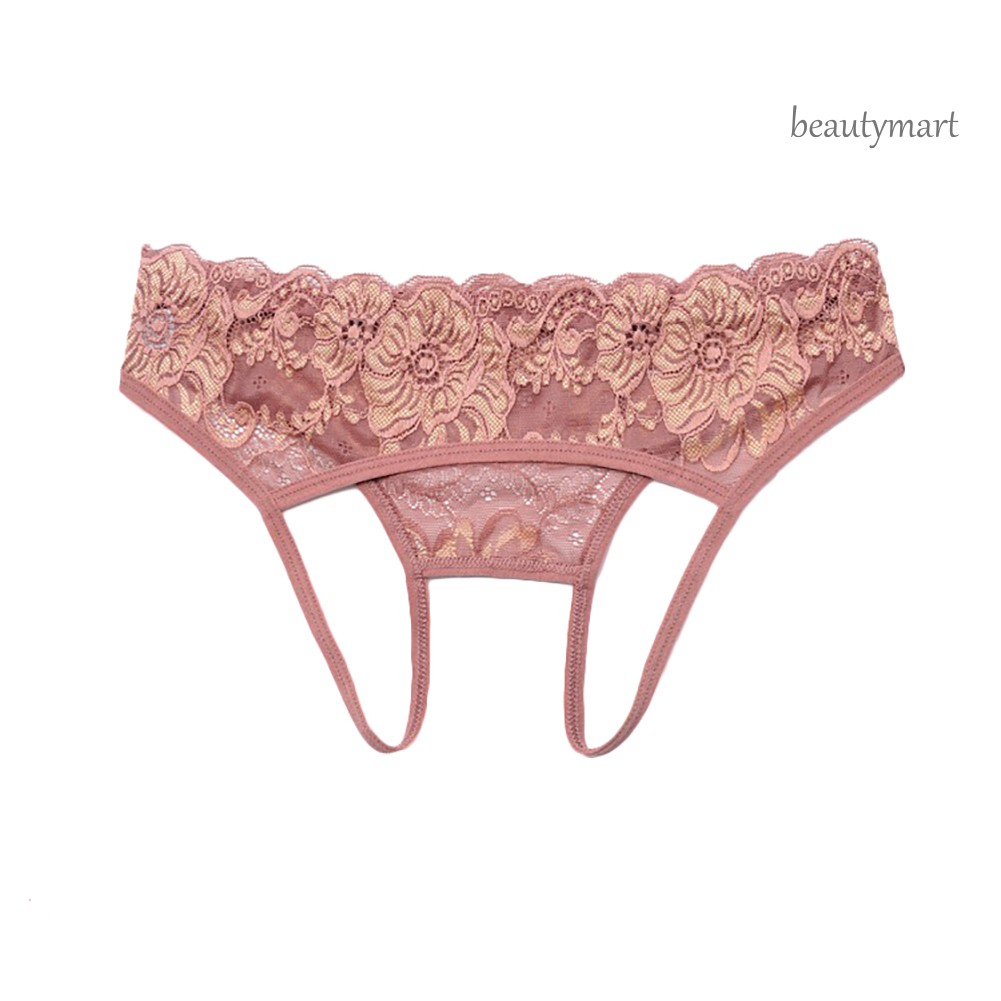 NK_Women Low Waist Lace G-String Underwear See-Through Crotchless Thong