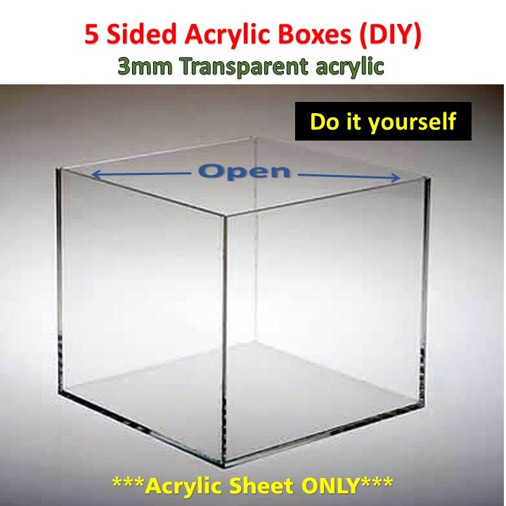 DIY Transparent Acrylic Box/Storage (5sided) acylic sheet only- DIY ...