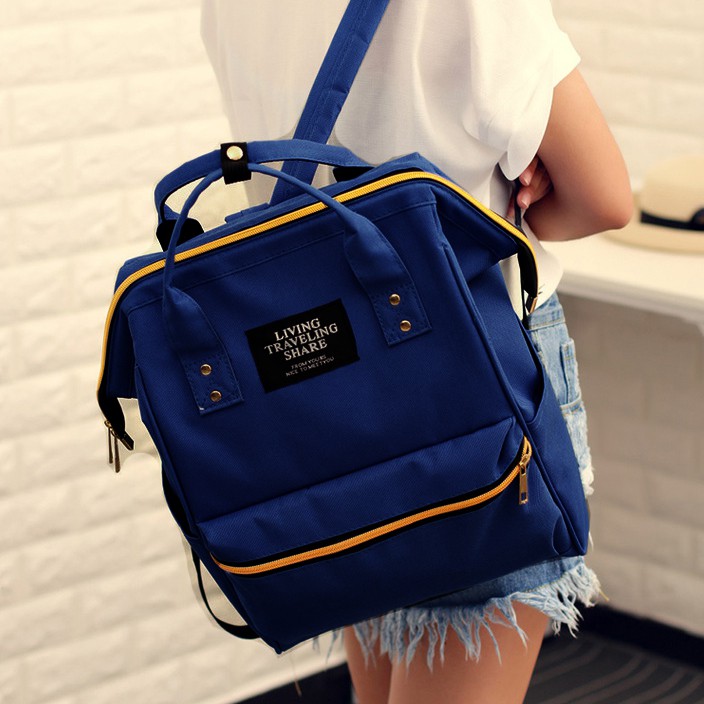 Japan LIVING Travelling Share Canvas Backpack Shoulder Tote Bag Beg Perempuan Lelaki Shopee Malaysia