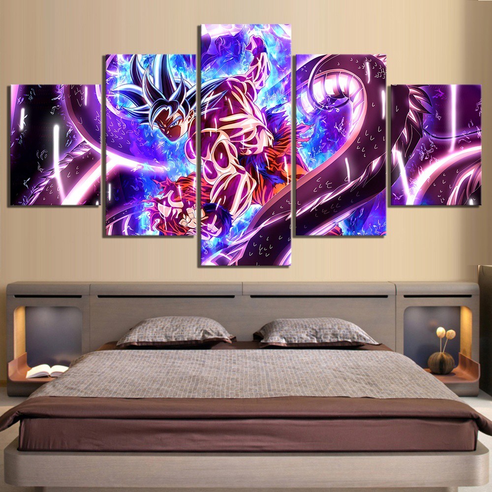 5 Piece Super Sanyan Canvas Art Dragon Ball Anime Poster for wall decor ...