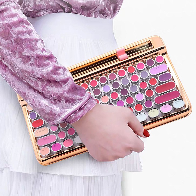 Retro Style Mechanical Keyboard for Fashion Office Lady Girl, Bluetooth ...