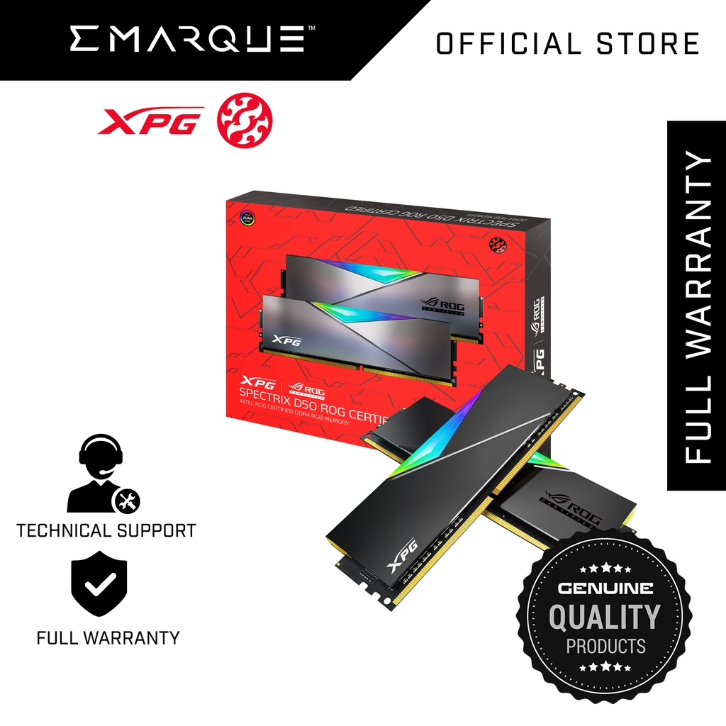 // XPG SPECTRIX D50 ROG Certified DDR4 RGB 3600MHZ 16GB (8GBx2) - PC ...