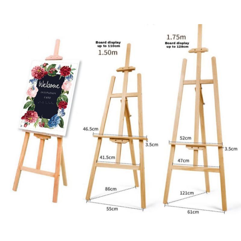 1.5m/ 1.75m Pine Wood Easel Stand Art Sketch Painting Poster Drawing ...