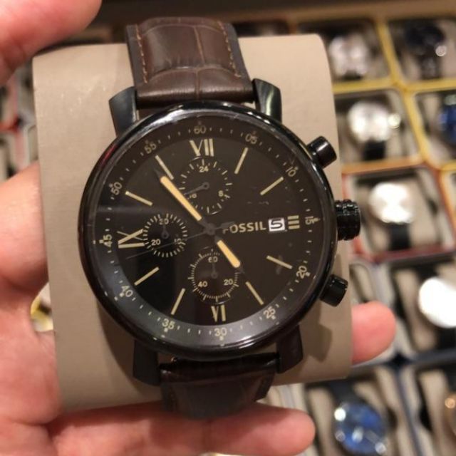 Rhett chronograph black online leather watch