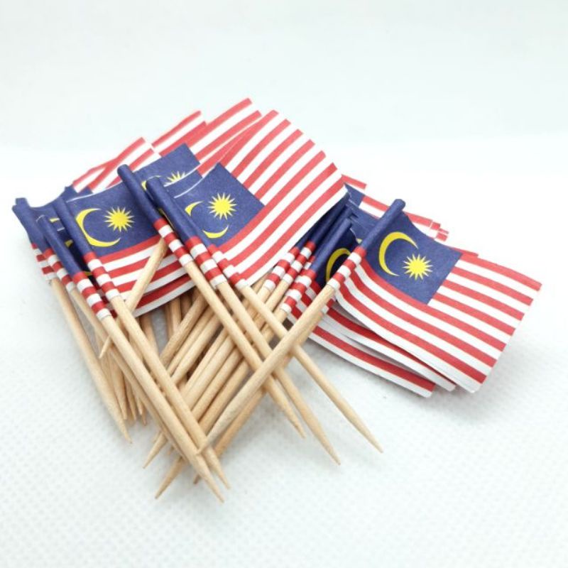 100PCS Toothpick Bendera Malaysia Merdeka Cake Topper Malaysia Flag Fruit Stick Party Supplies