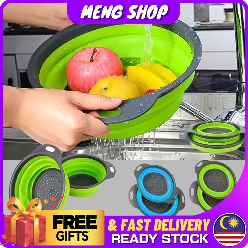 MengShop Silicone Folding Rice Strainer Bowl for Kitchen Collapsible ...