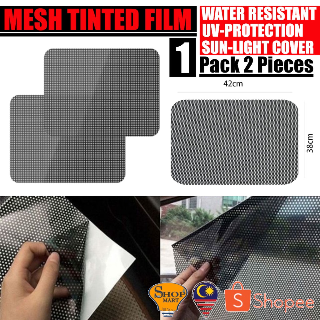 2pcs 38cm x 42cm Mesh Tinting Film Car Side Window Sunshade Magic Tint