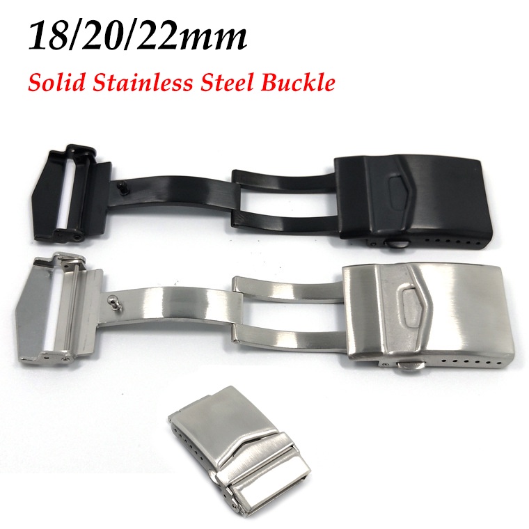 18mm 20mm 22mm Solid Metal Clasp 316L Stainless Steel Watch Buckle ...