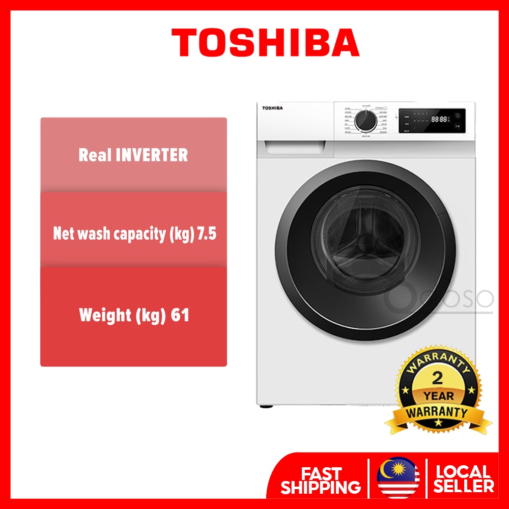 Toshiba 7.5KG Front Load Real Inverter Washing Machine (TW-BH85S2M ...