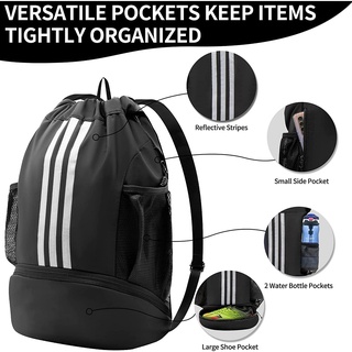 Adidas Black White Drawstring Backpack Gym Bag Yoga Sports