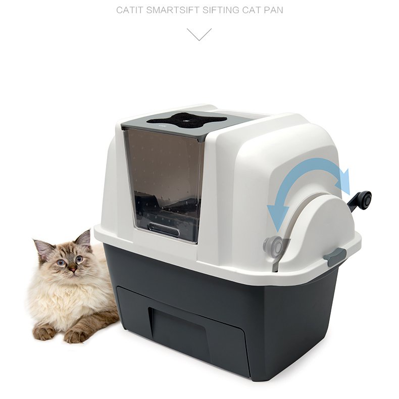 包邮Semiautomatic Enclosed Cat Litter Box Deodorant Cats Toilet Anti
