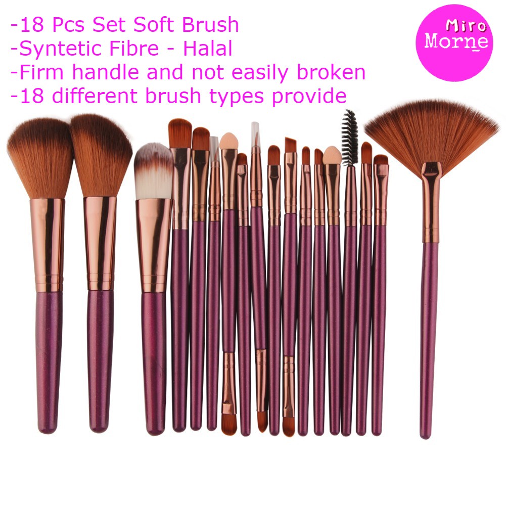 18pcs Halal Soft Set Make Up Brush Maange Kabuki Brushes / Set Berus