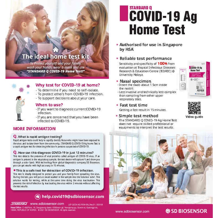 Standard Q Covid Saliva Nasal Antigen Rapid Test Kit Mda Approved