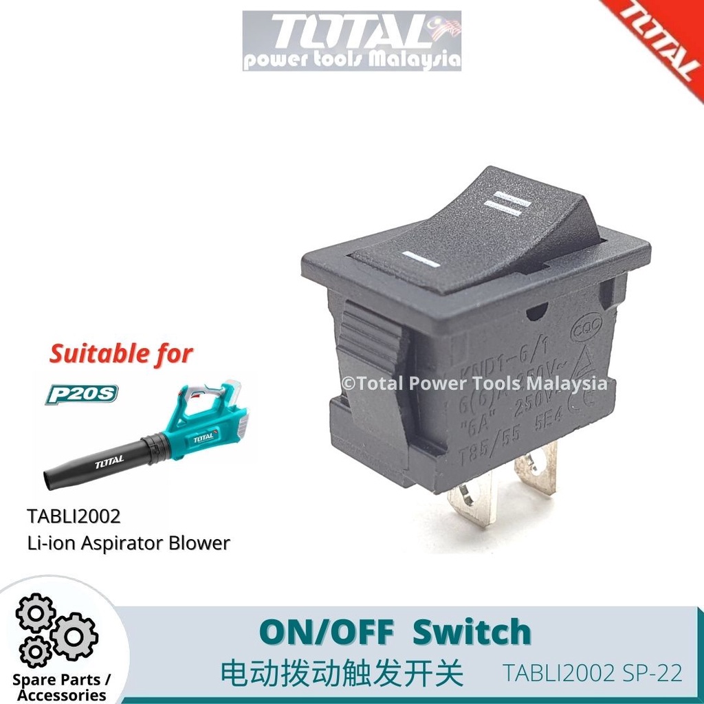 On Off Switch AC 6A/250VAC 2 Terminal Snap in Switch For TOTAL ...
