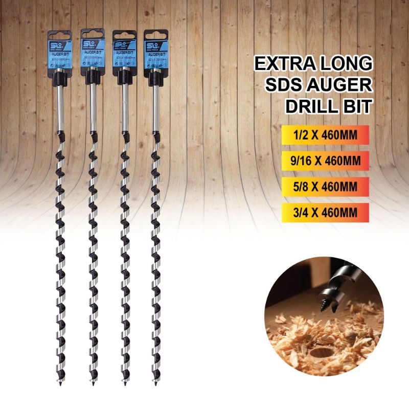 Extra Long 460mm SDS Auger Drill Bit SL Tools 1/2" 9/16" 5/8" 3/4" Wood