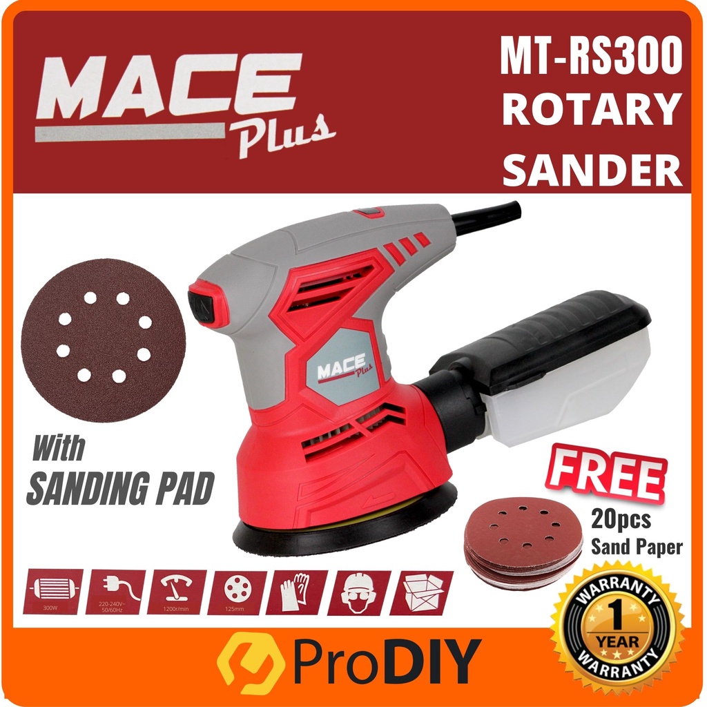 Mace Plus MT-RS300 300W Rotary Sander 125mm Sanding Tool Finishing ...