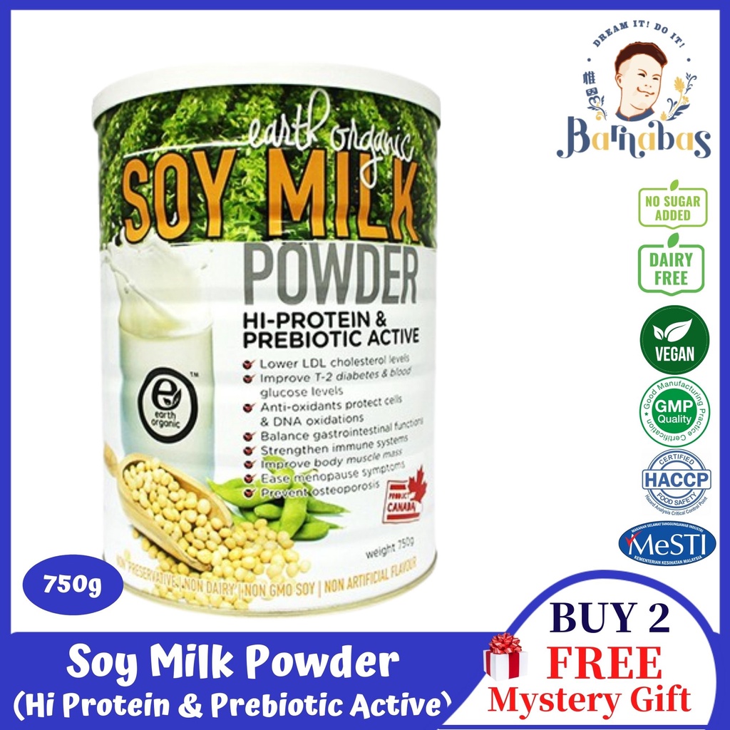 Earth Living Organic Soy Milk Powder (Hi Protein & Prebiotic Active ...