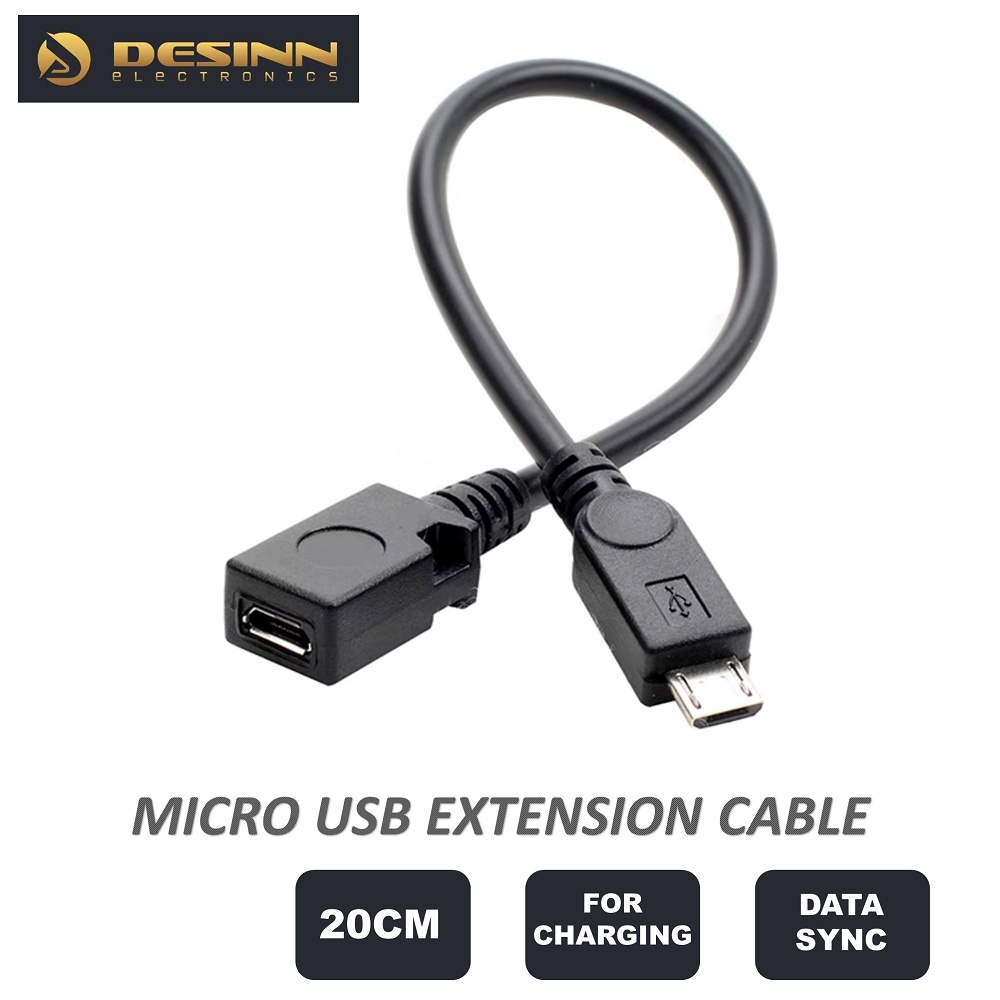Micro USB 2.0 Type B 5Pin Male to Micro USB Female Extension Cable 20cm