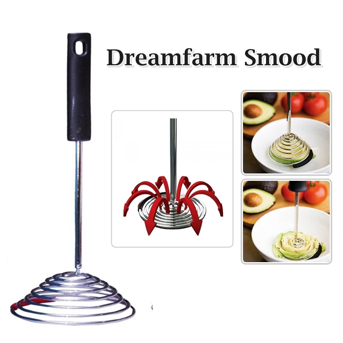 Dreamfarm Smood - One-Press Spring Coil Potato Masher with Silicone Pot Scraper