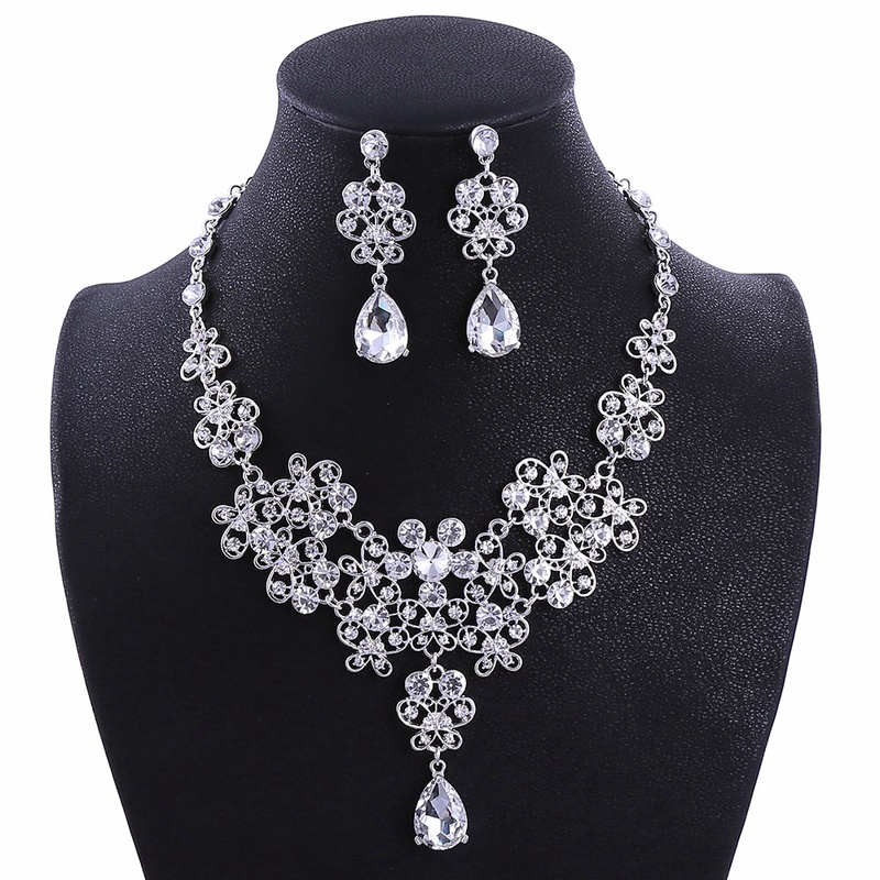 11 Style Crystal Diamond Jewelry Set Bridal Crown Necklace Earring Kit ...