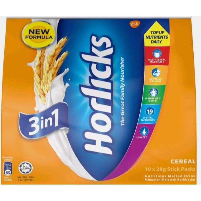 Horlicks 3 In 1 Cereals Powder 10's 32g | Shopee Malaysia