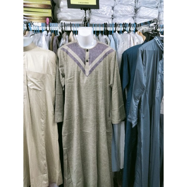 Jubah lelaki collar bulat cotton lembut tangan pendek men jubah round ...