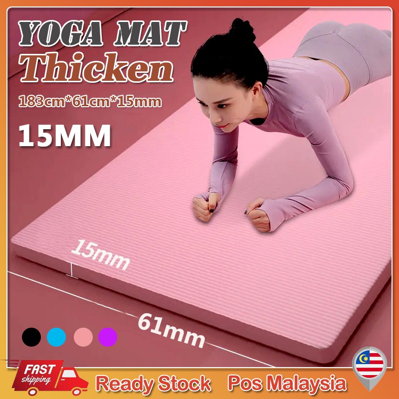Fitness NBR 15mm Yoga Mat NonSlip Mat Gym Exercise Mat Extra Thick