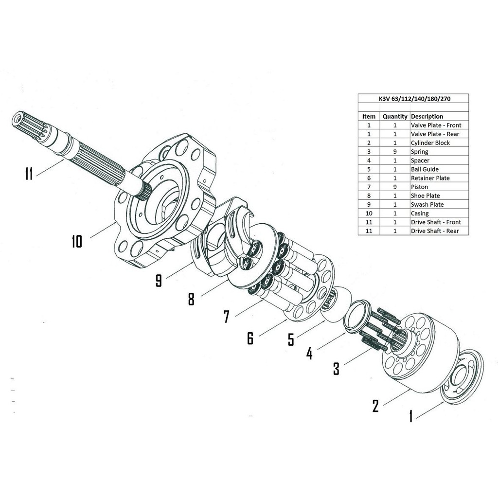 KAWASAKI K3V63 BLOCK & VALVE PLATE SET (LEFT) (RIGHT) KV63 MAIN PUMP ...