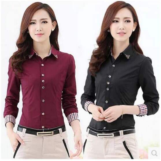 🔥women female OL Formal Office Shirt Long Sleeve Casual Slim Top Blouse ...