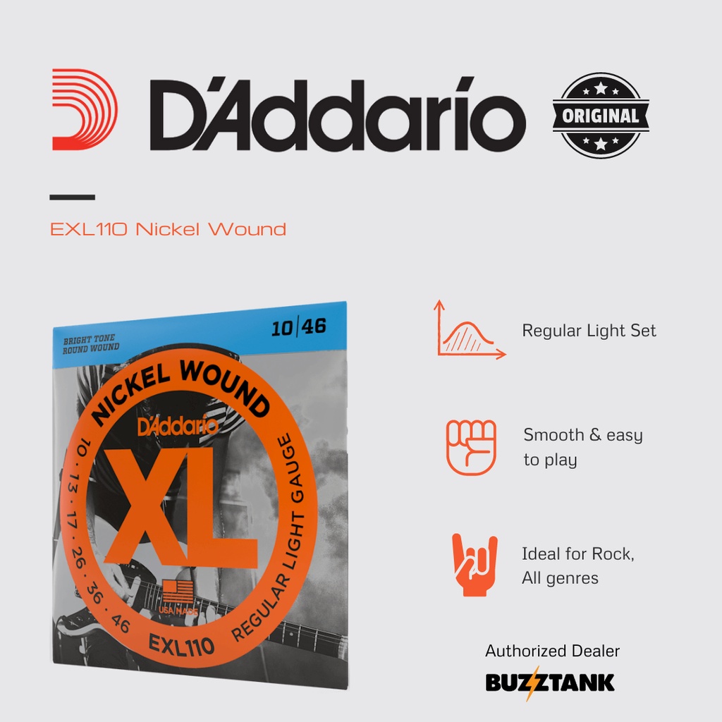 D Addario EXL110 Nickel Wound Electric Guitar Strings Regular