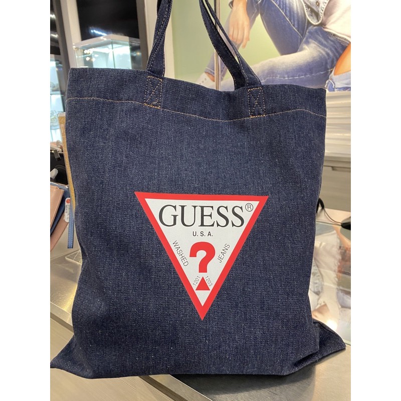 Guess best sale denim tote