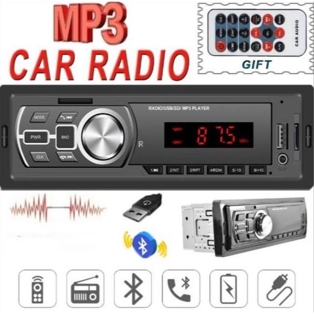 Car Bluetooth MP3 Player 1 Din Car InDash Stereo Audio FM Radio