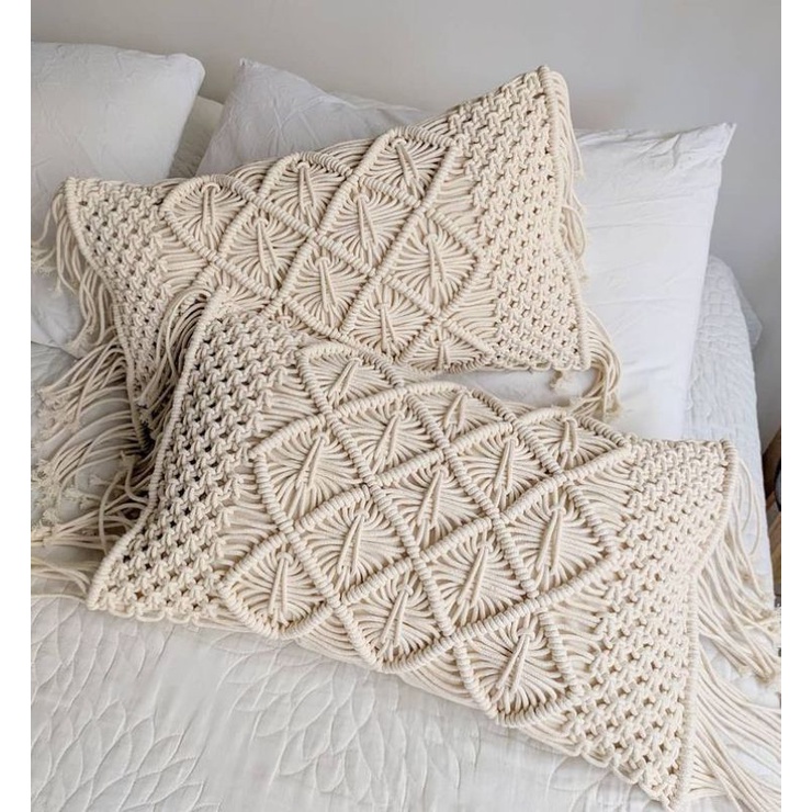 Macrame cushion cover | Macrame Pillowcase 046 - 50x30cm | Shopee Malaysia