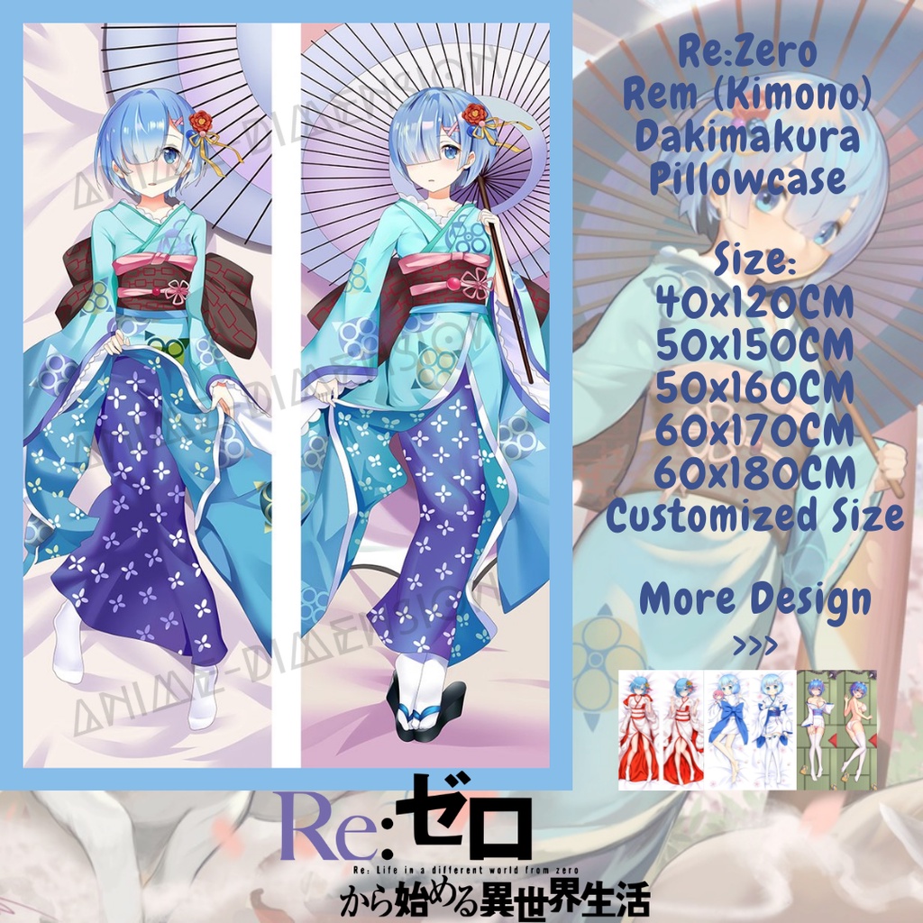 Dakimakura Kimono Rem ReZero − Starting Life in Another World Pillow