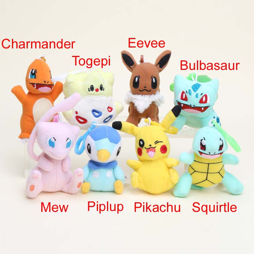 Porte-clés Pokémon Peluche - Pikachu, Charmander, Squirtle, Bulbasaur - Neuf Avec étiquettes