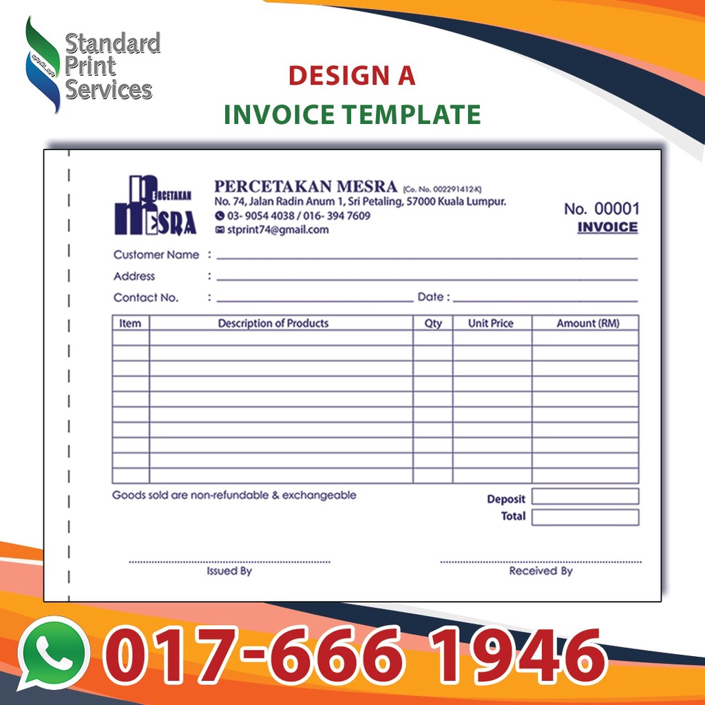 Buku Invoice/Bill Book/Buku Resit/Receipt Book/Cash Sales/Cash Bill ...