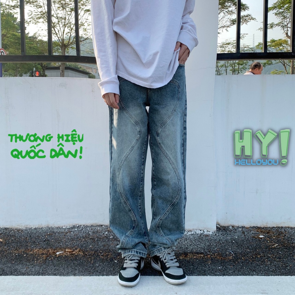 Helloyou hot trend 2022 widelegged men's baggy jeans Shopee Malaysia