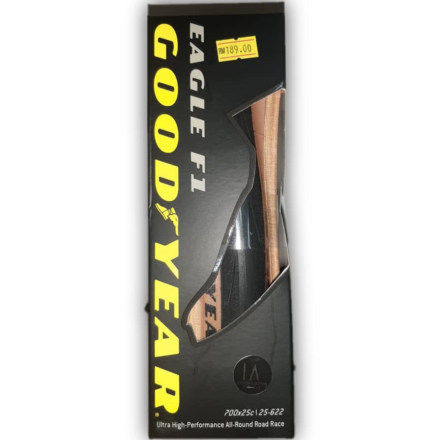 Pneu Route Goodyear Eagle F1 700x25C - Clincher, Pliable, Sidewall Skinwall/noir, Haute Performance