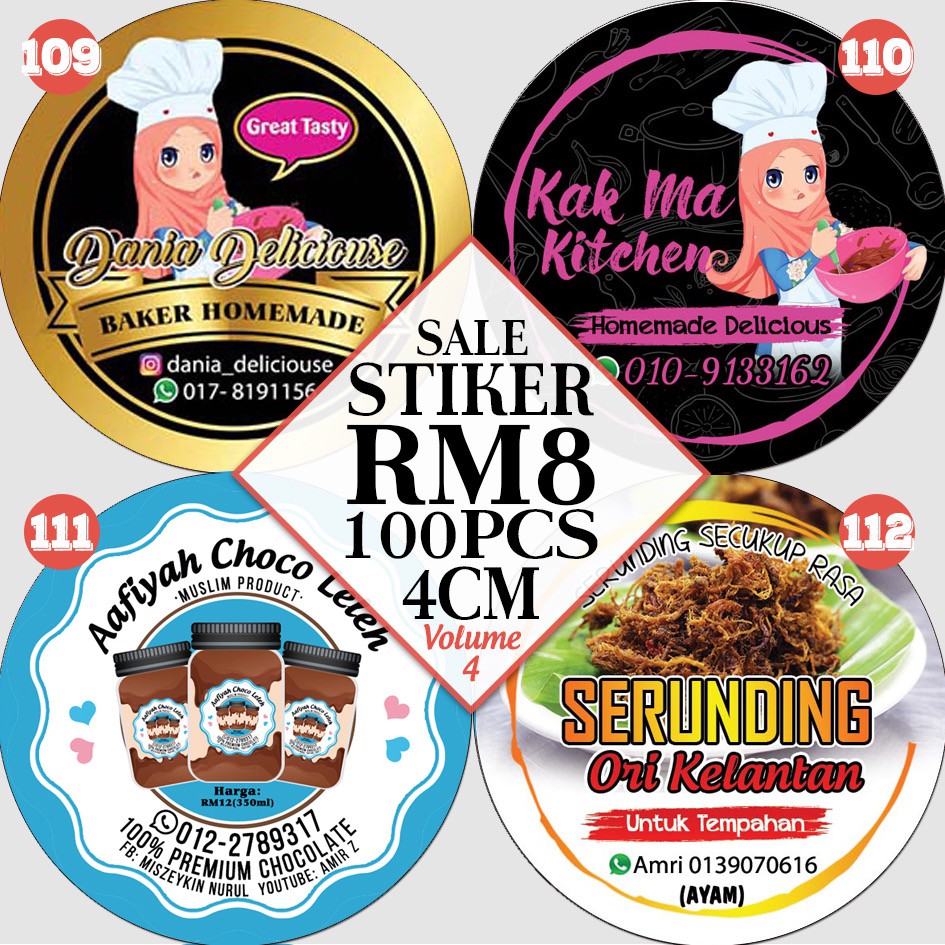 Sticker Produk Label Stiker Murah 4cm 100pcs Shopee Malaysia