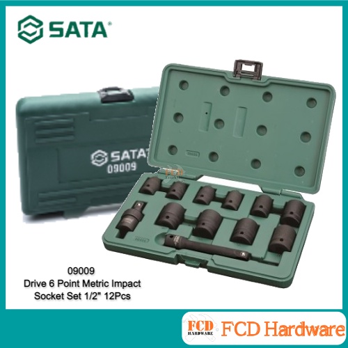 SATA 09009 Drive 6 Point Metric Impact Socket Set 1/2" 12Pcs | Shopee ...